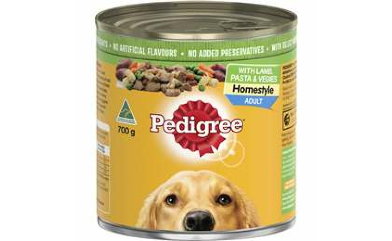 Pedigree homestyle with lamb pasta & veggies wet dog food can 700g