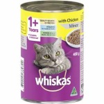 Whiskas 1+ years wet cat food chicken mince 400g can