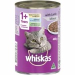 Whiskas 1+ years wet cat food lamb mince 400g can