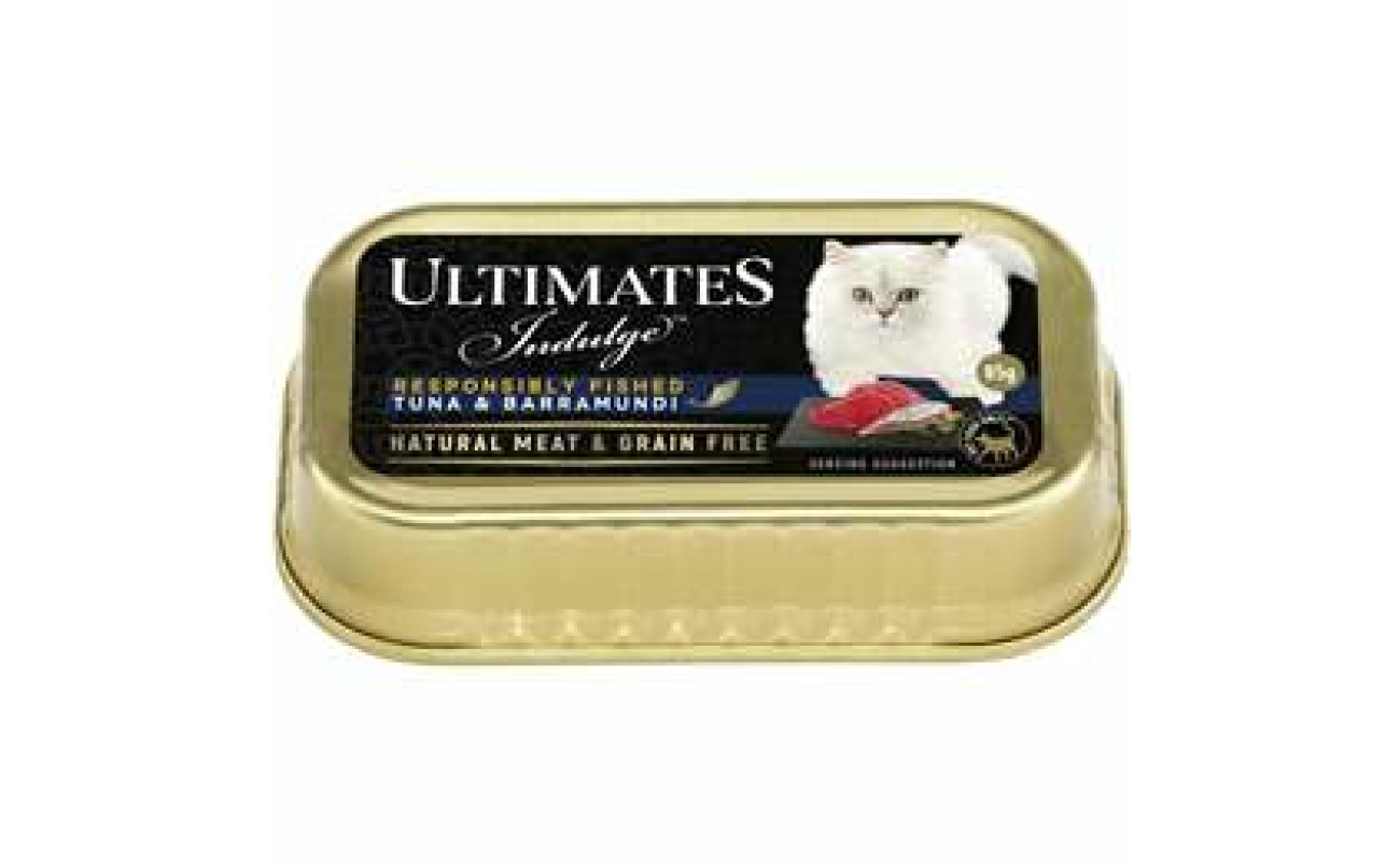 Ultimates indulge adult cat food tuna & barramundi 85g