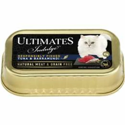 Ultimates indulge adult cat food tuna & barramundi 85g